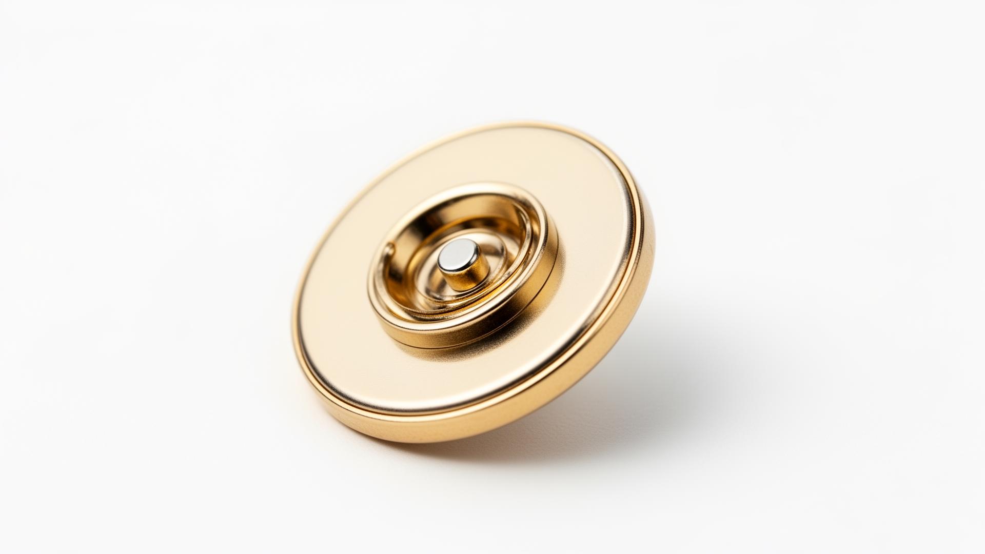 Detailaufnahme des Magnetverschlusses auf der Rückseite eines Pins
